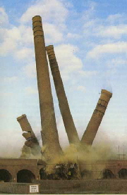 Chimneys down. London Brick No1  Peterborough in the 1970s filmed for 'Some Mothers Do Ave Them' with Michael Crawford