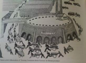 Chinese Artist illustration of Tawang Commune Brick factory in Shensi Province, China